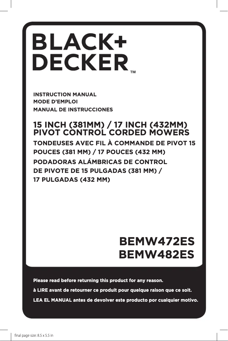 Página 1 del manual Manual de usuario Black & Decker BEMW472ES