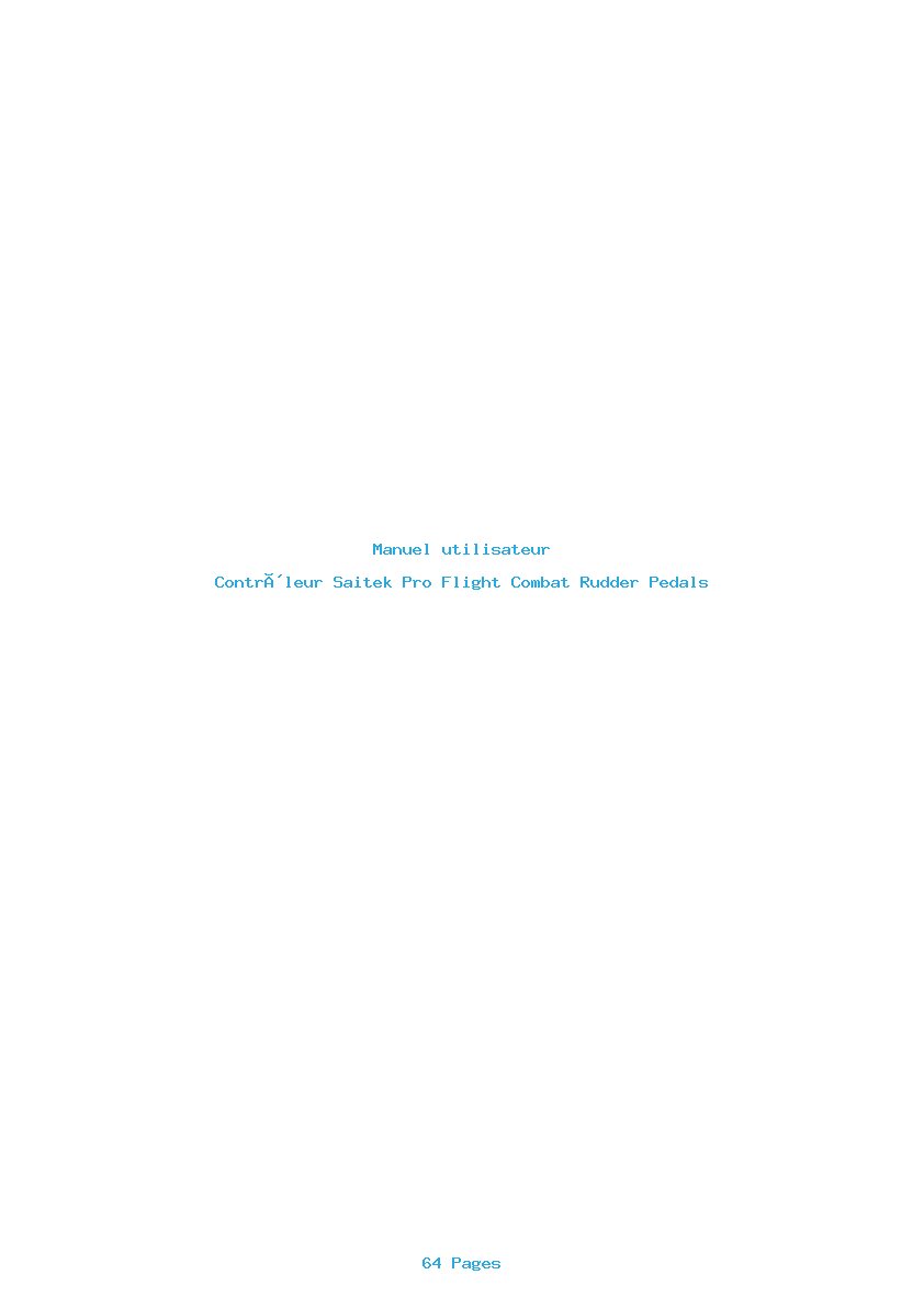Page 1 de la notice Manuel utilisateur Saitek Pro Flight Combat Rudder Pedals