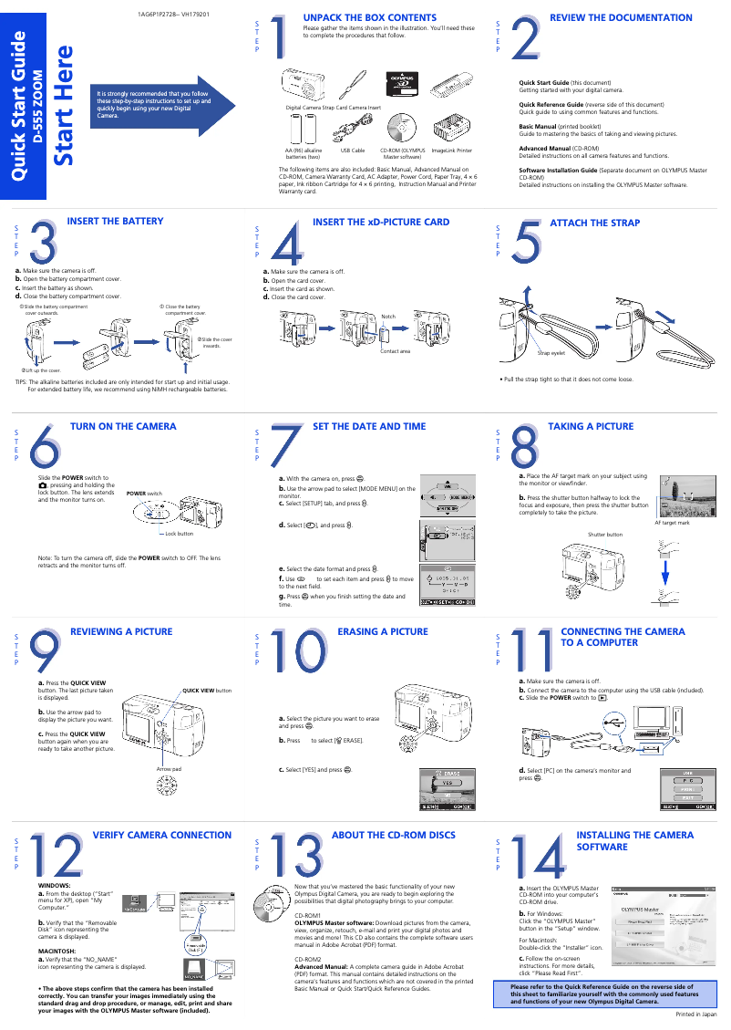 Página 1 del manual Guía de inicio rápido Olympus Camedia D-520 Zoom