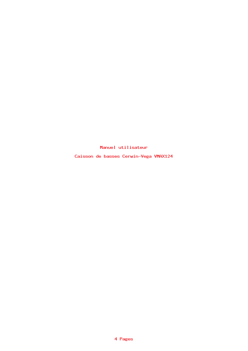 Page 1 de la notice Manuel utilisateur Cerwin-Vega VMAX124
