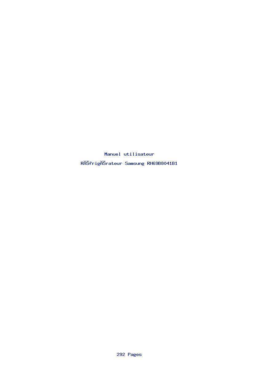 Page 1 de la notice Manuel utilisateur Samsung RH69B8041B1
