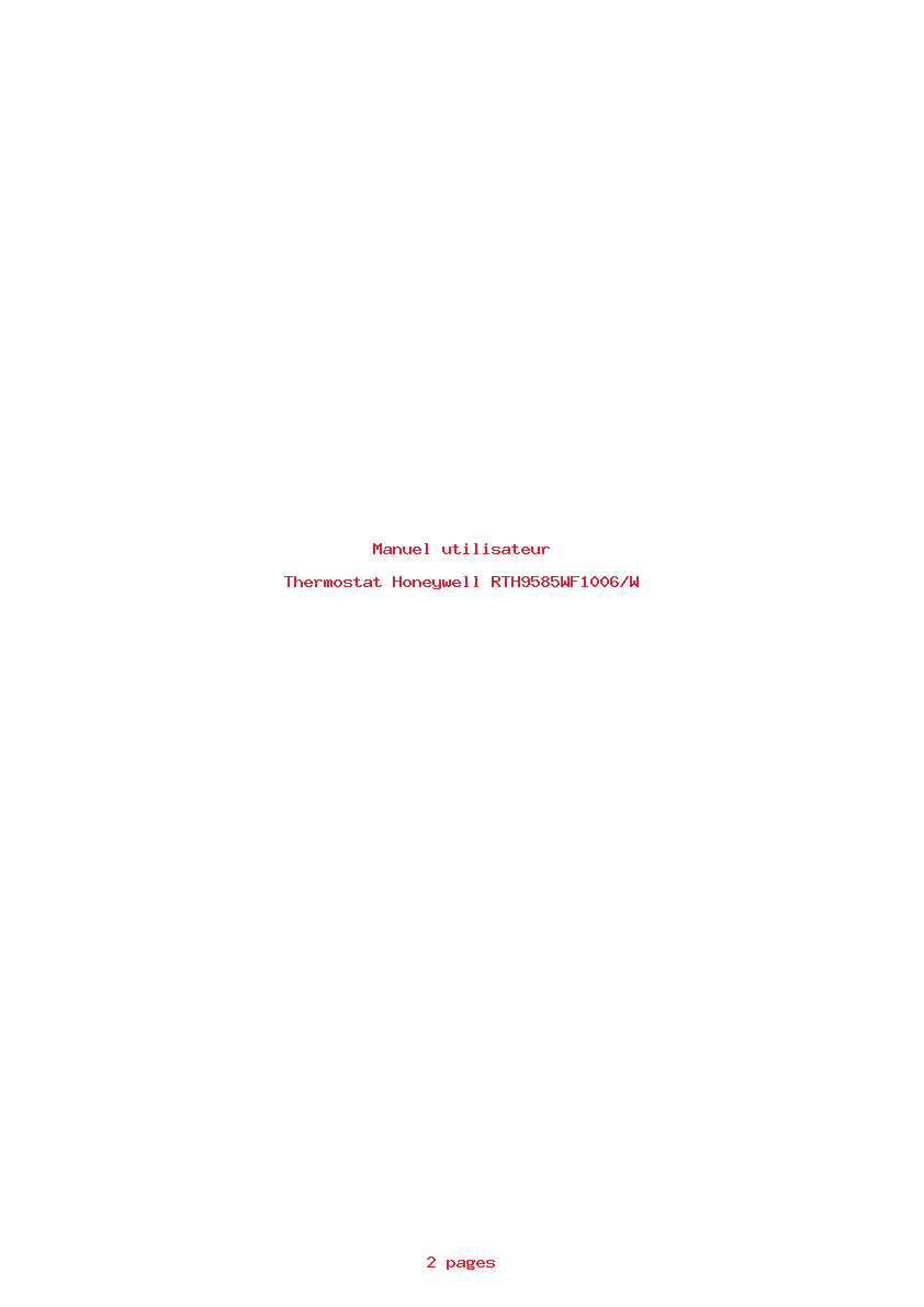 Page 1 de la notice Manuel utilisateur Honeywell RTH9585WF1006/W