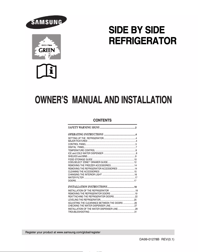 Página 1 del manual Manual de usuario Samsung RS29DWWT