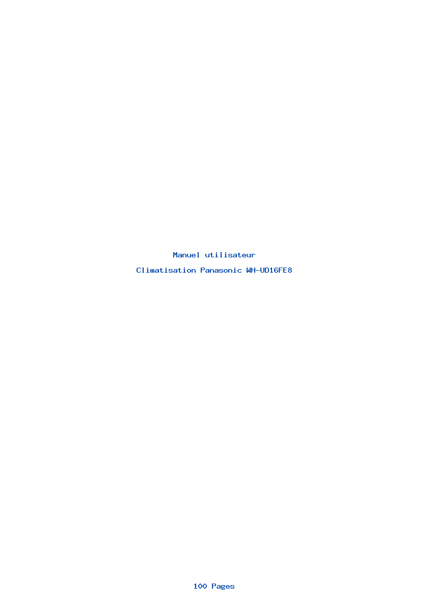Page 1 de la notice Manuel utilisateur Panasonic WH-UD16FE8