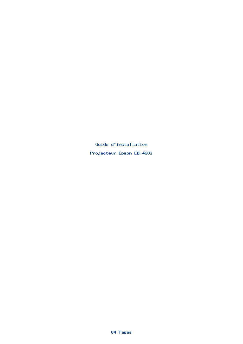 Page 1 de la notice Guide d'installation Epson EB-460i