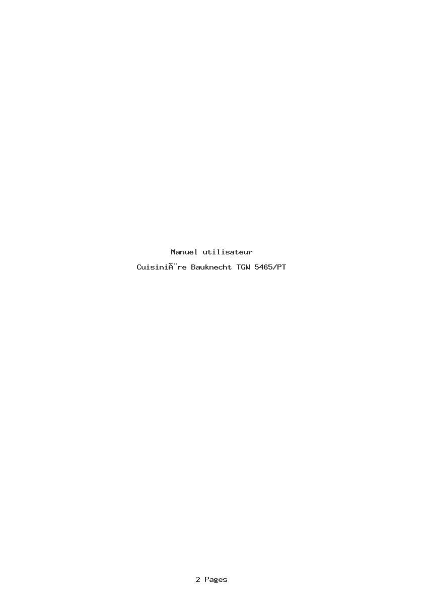 Page 1 de la notice Manuel utilisateur Bauknecht TGW 5465/PT