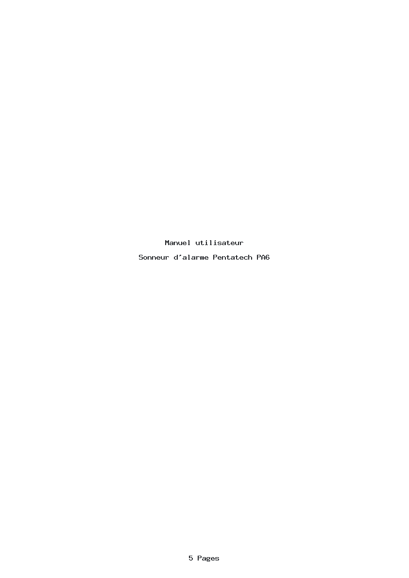 Page 1 de la notice Manuel utilisateur Pentatech PA6