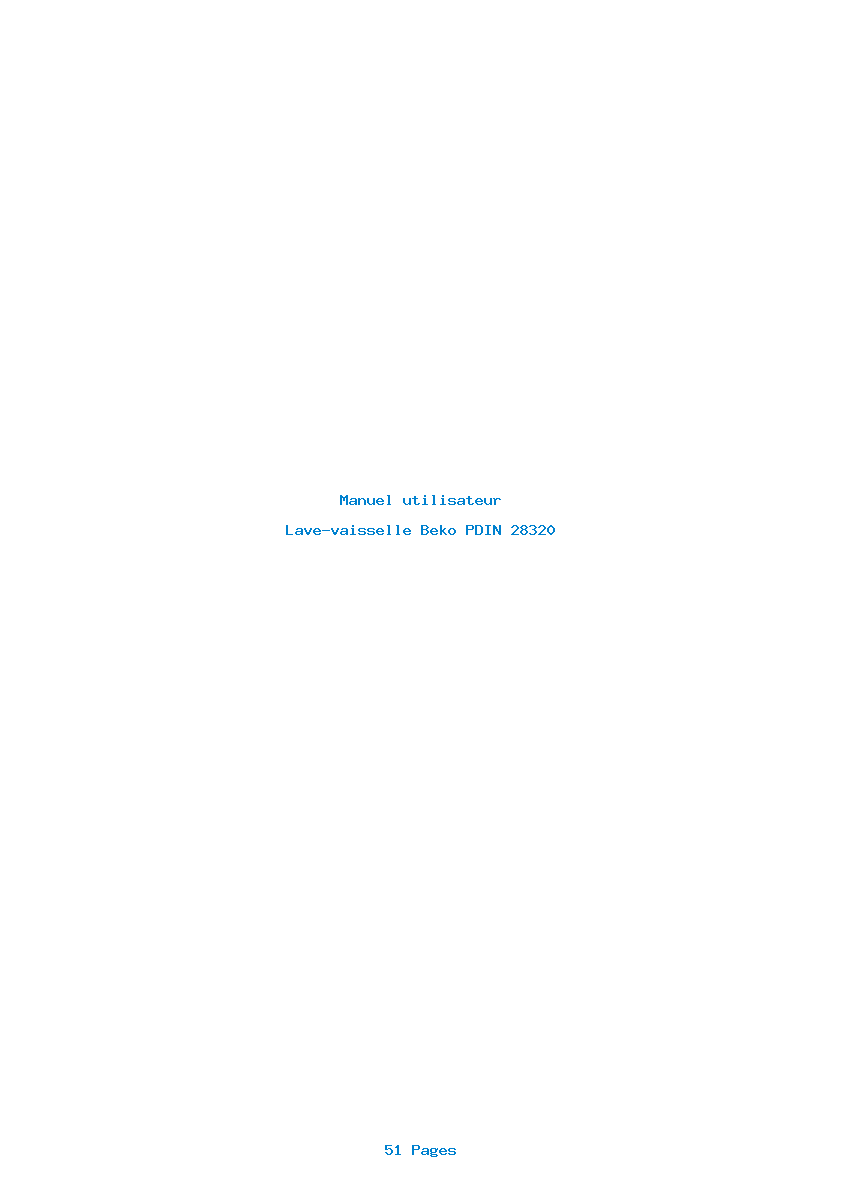 Page 1 de la notice Manuel utilisateur Beko PDIN 28320