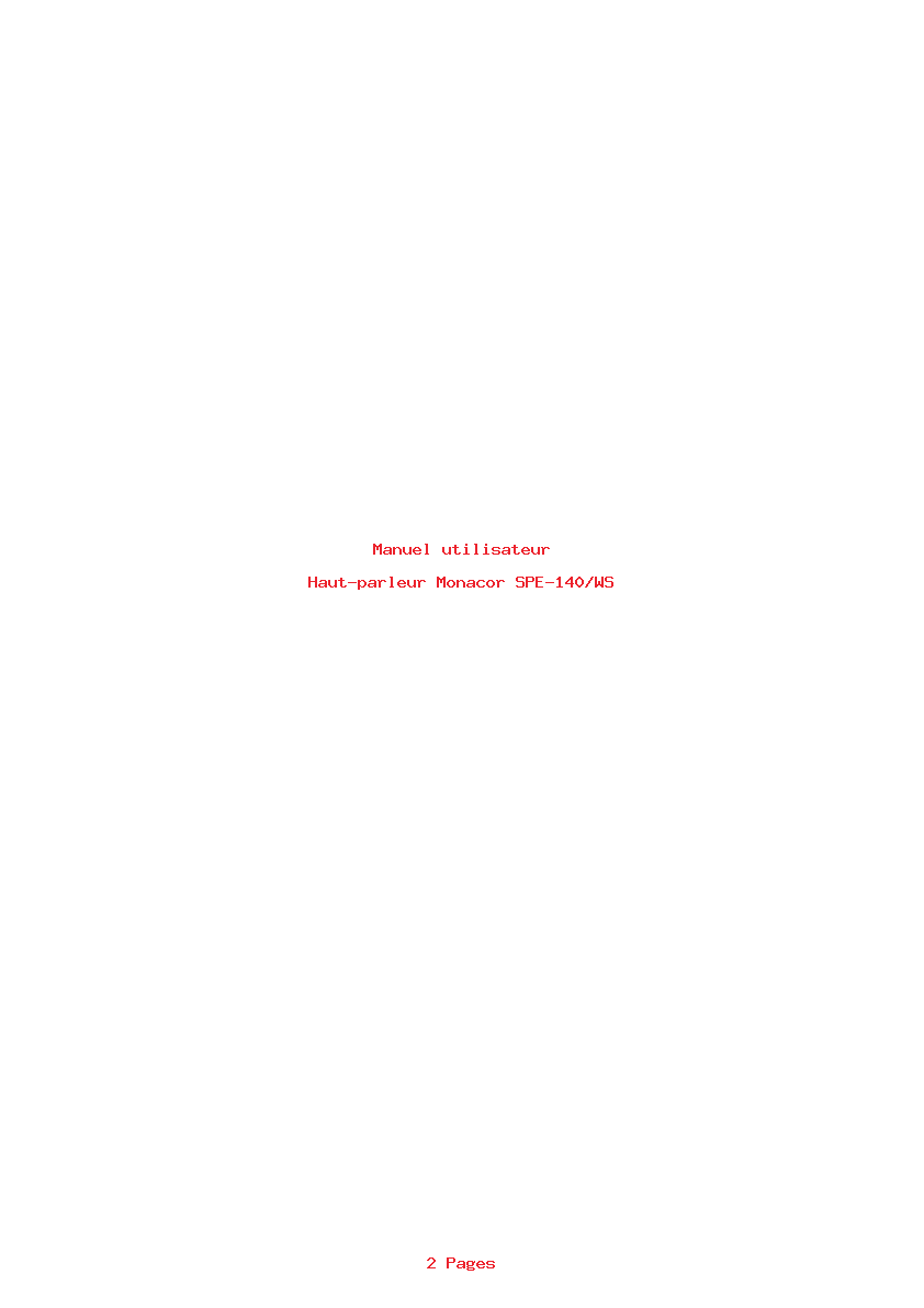 Page 1 de la notice Manuel utilisateur Monacor SPE-140/WS