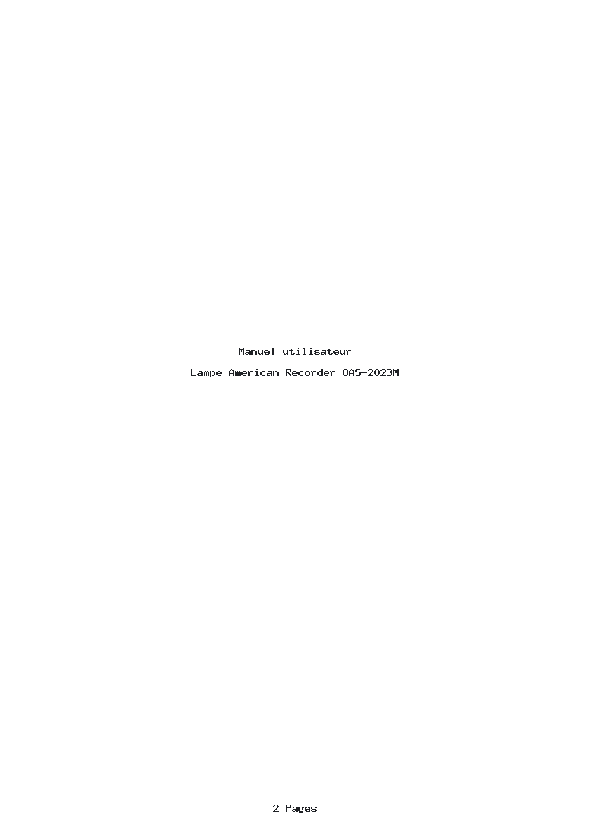 Page 1 de la notice Manuel utilisateur American Recorder OAS-2023M