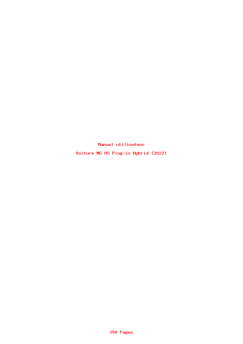 Page 1 de la notice Manuel utilisateur MG HS Plug-in Hybrid (2022)