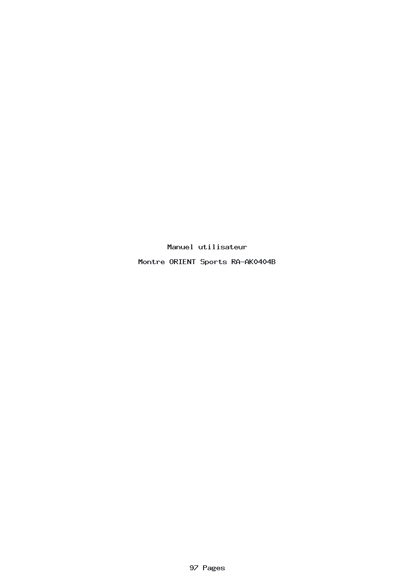 Page 1 de la notice Manuel utilisateur ORIENT Sports RA-AK0404B
