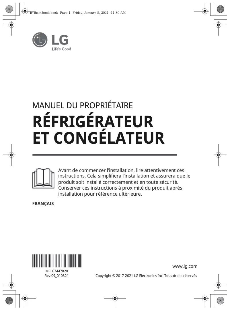 Page 1 de la notice Manuel utilisateur LG GSS6626PS