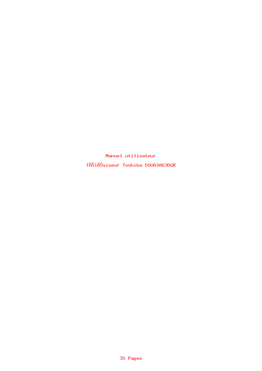 Page 1 de la notice Manuel utilisateur Toshiba 50UA3A63DGR