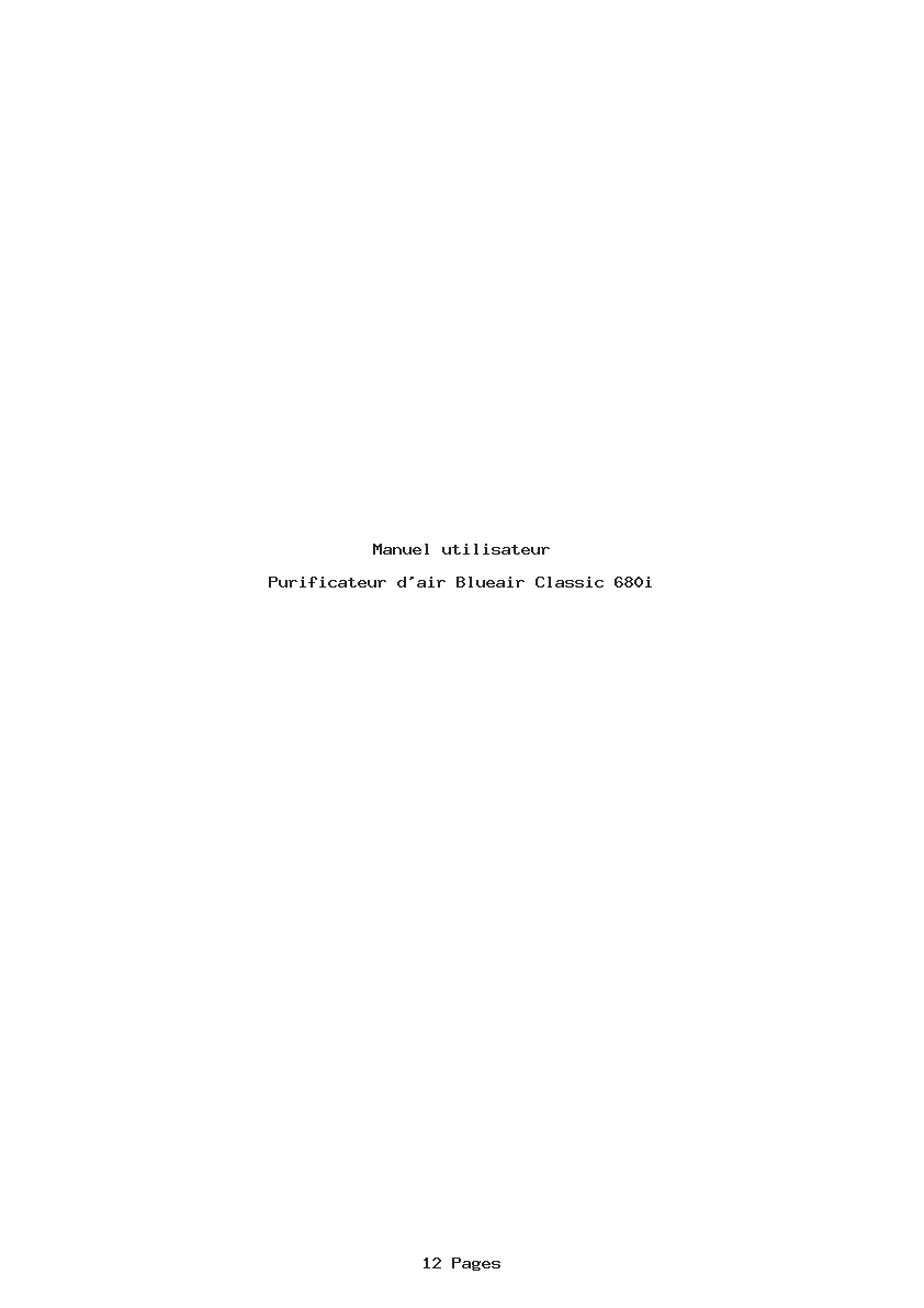 Page 1 de la notice Manuel utilisateur Blueair Classic 680i