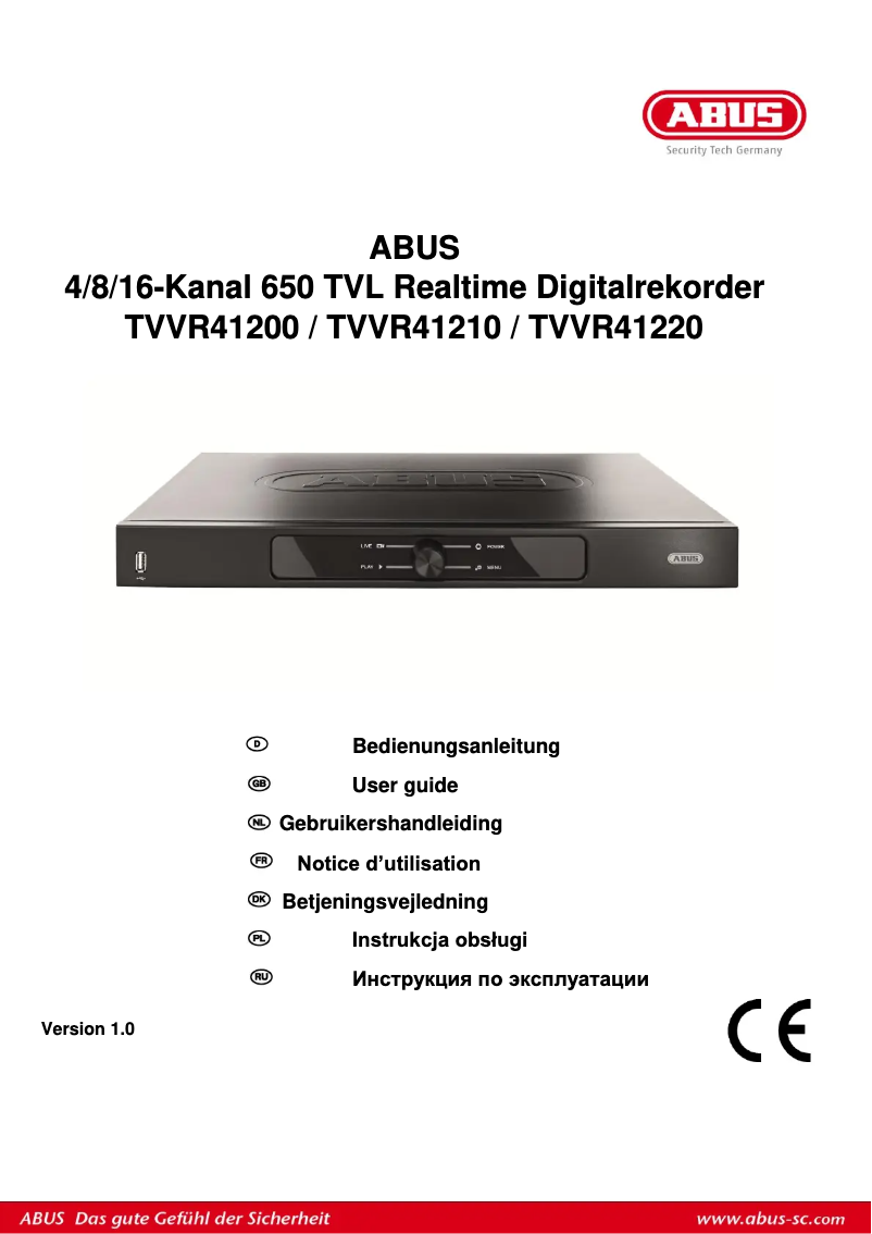 Page 1 de la notice Manuel utilisateur Abus TVVR41220