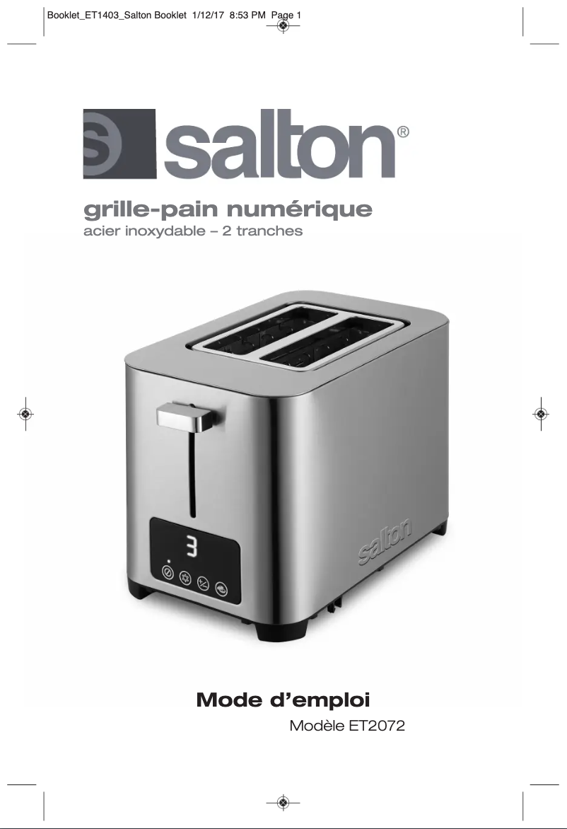 Page 1 de la notice Manuel utilisateur Salton ET2072