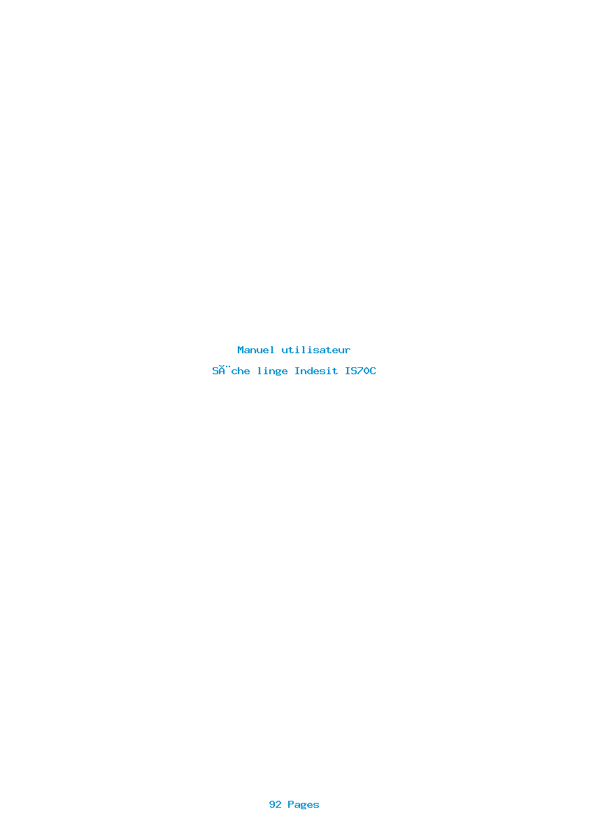 Page 1 de la notice Manuel utilisateur Indesit IS70C