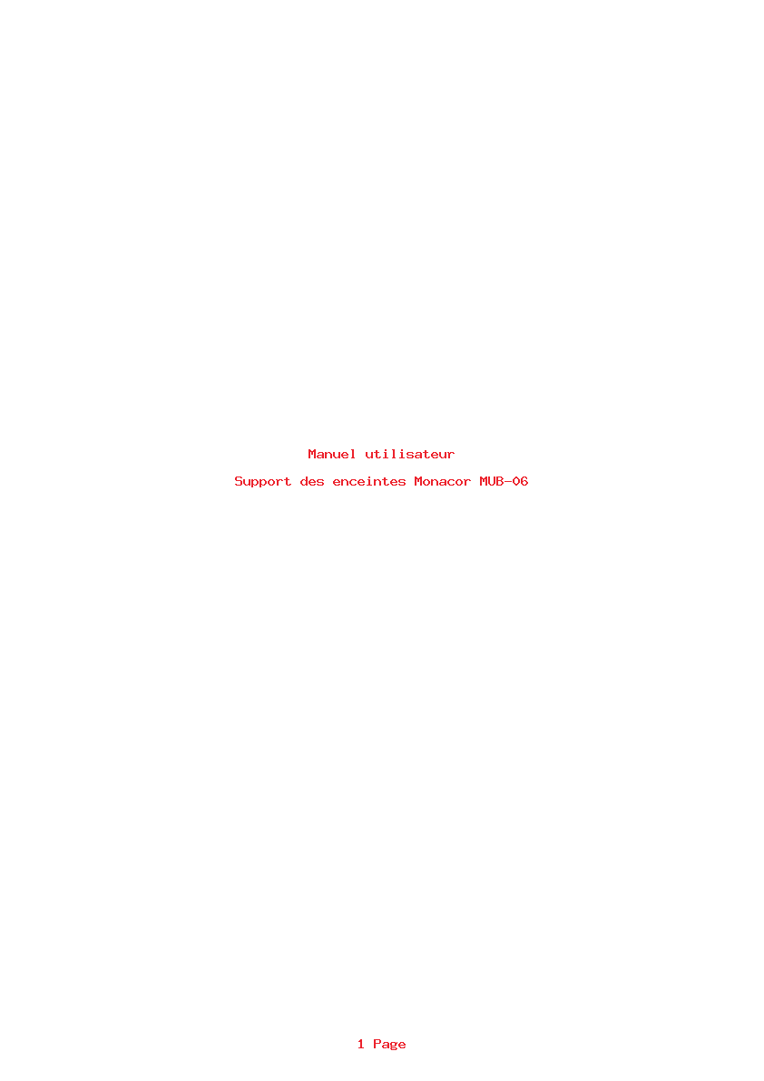 Page 1 de la notice Manuel utilisateur Monacor MUB-06