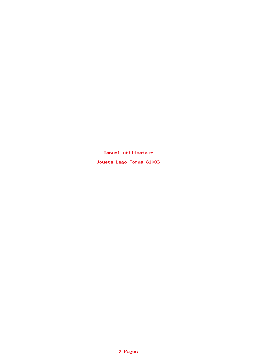 Page 1 de la notice Manuel utilisateur Lego Forma 81003