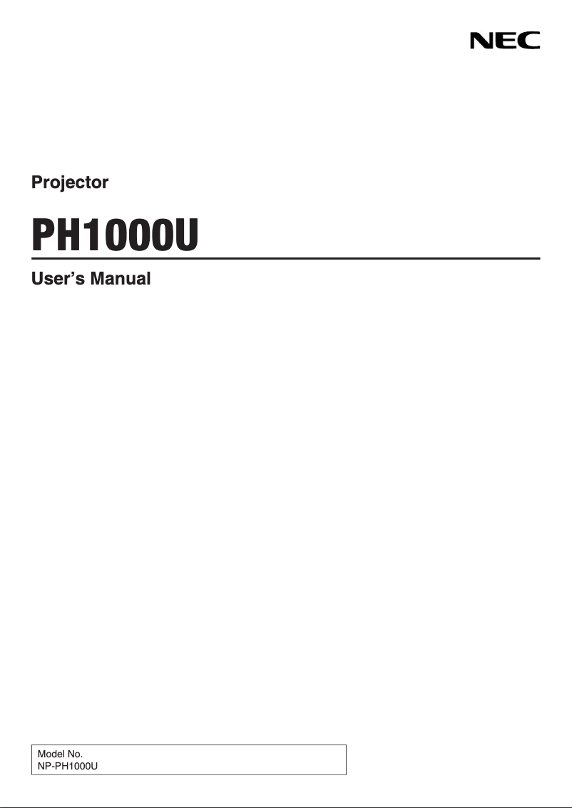 Page 1 de la notice Manuel utilisateur NEC NP-PH1000U