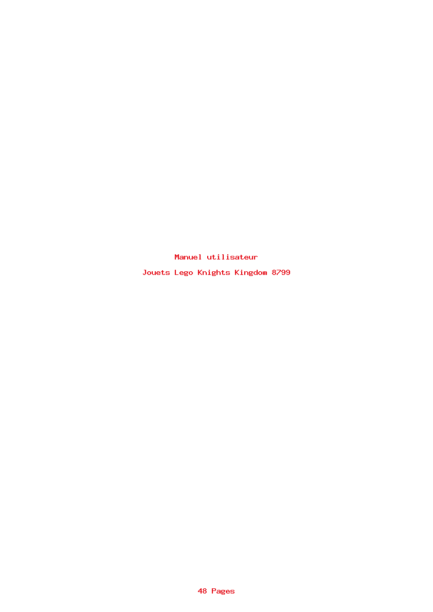 Page 1 de la notice Manuel utilisateur Lego Knights Kingdom 8799