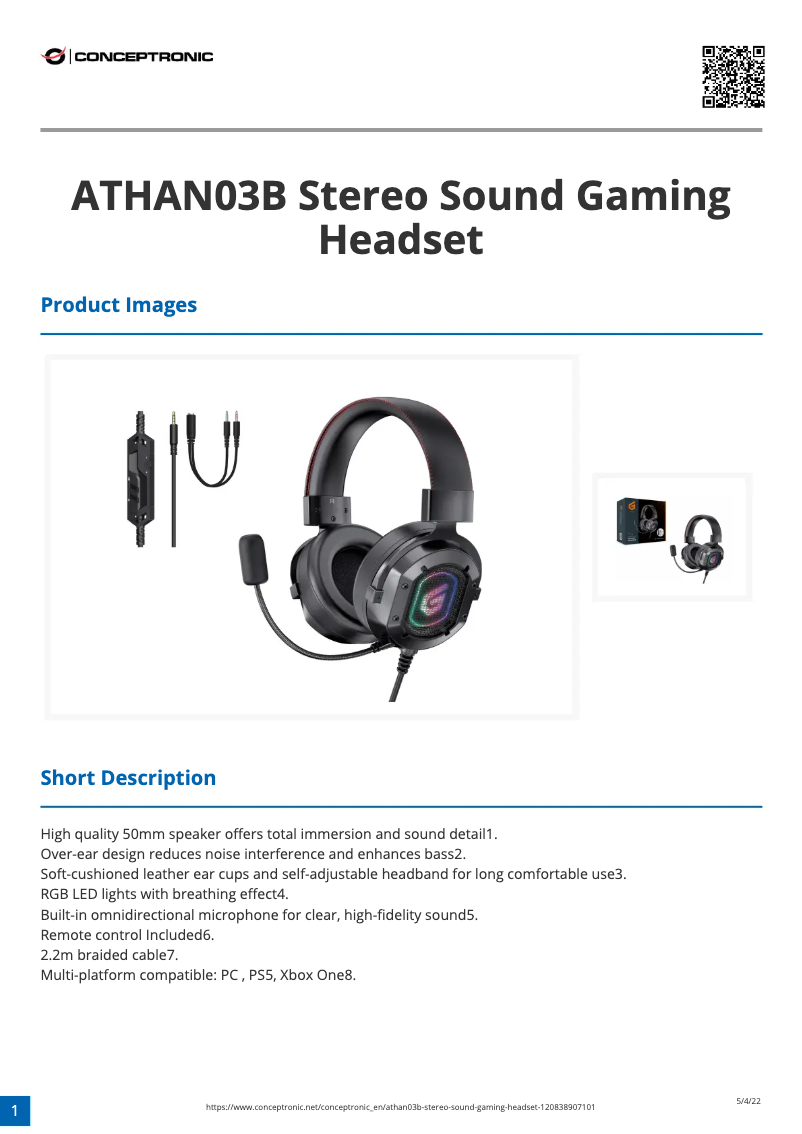 Page 1 de la notice Manuel utilisateur Conceptronic Athan03B