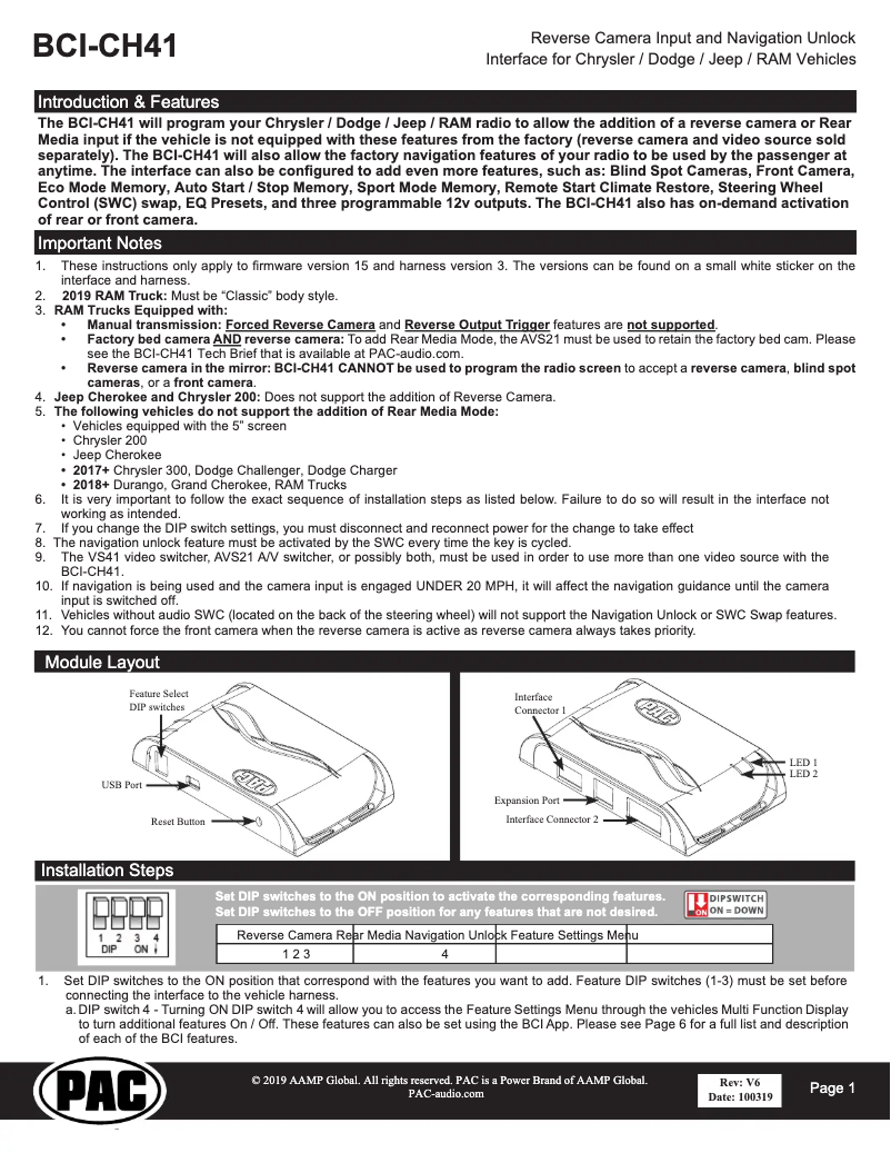 Page 1 de la notice Guide d'installation PAC BCI-CH41