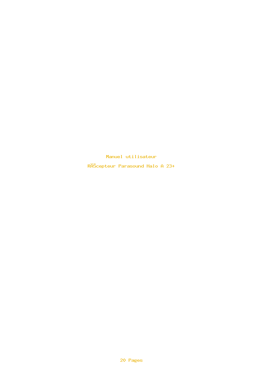 Page 1 de la notice Manuel utilisateur Parasound Halo A 23+