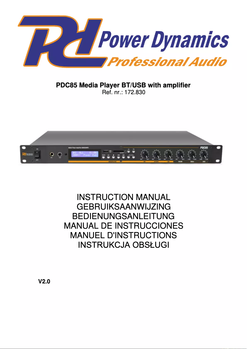 Page 1 de la notice Manuel utilisateur Power Dynamics PDC85