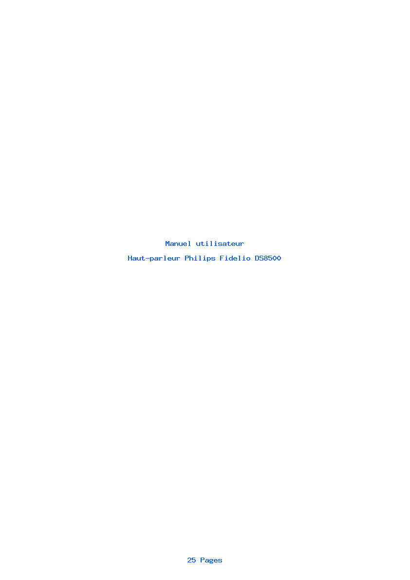Page 1 de la notice Manuel utilisateur Philips Fidelio DS8500