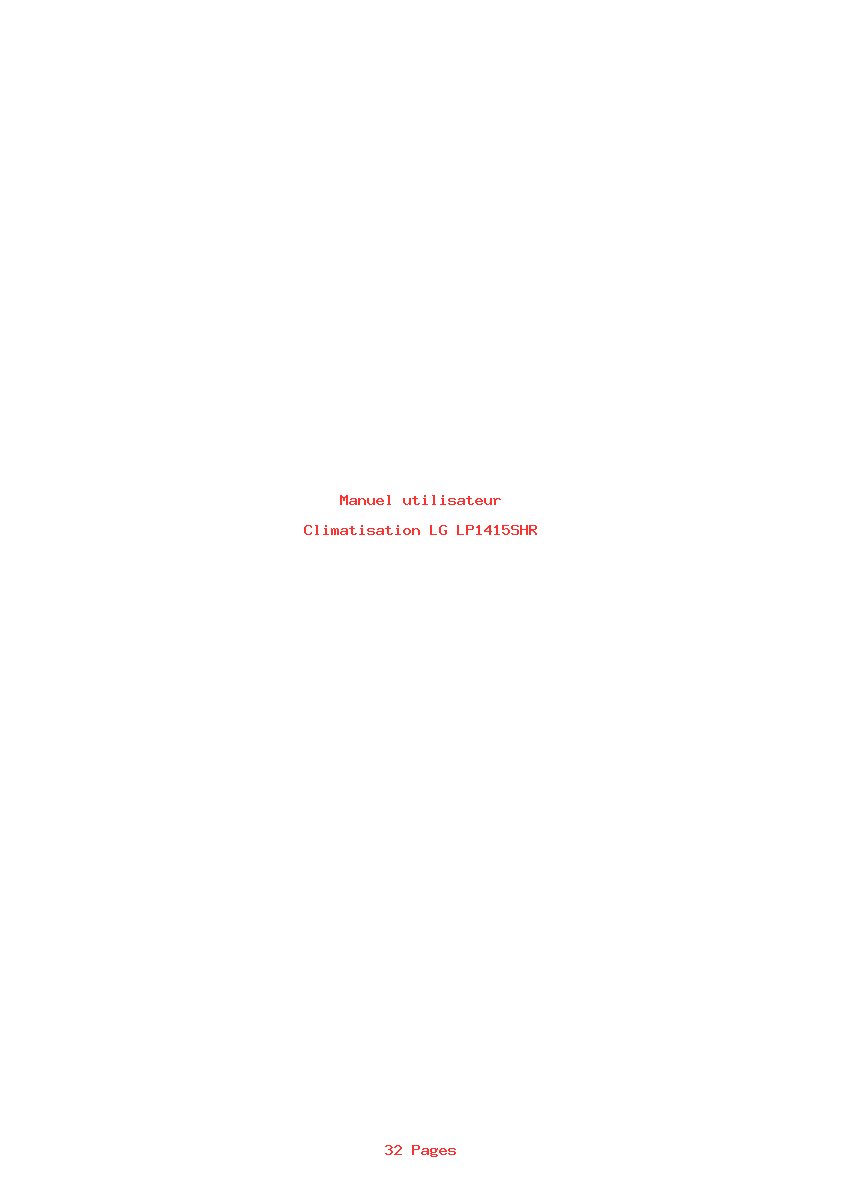 Page 1 de la notice Manuel utilisateur LG LP1415SHR