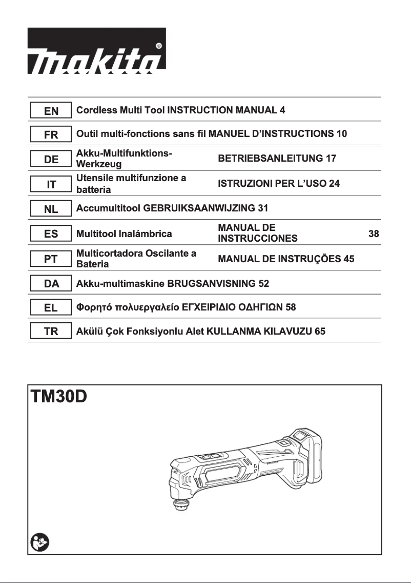 Page 1 de la notice Manuel utilisateur Makita TM30DSAJX4