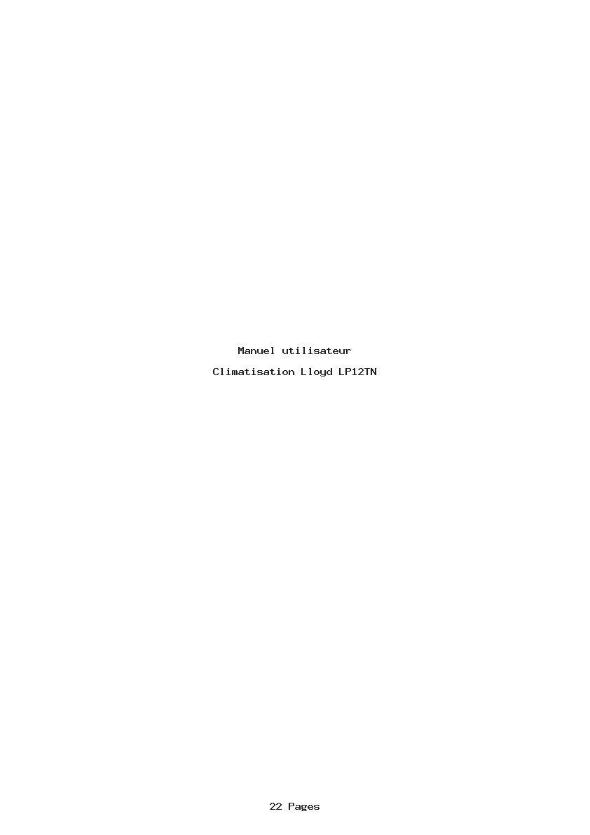 Page 1 de la notice Manuel utilisateur Lloyd LP12TN