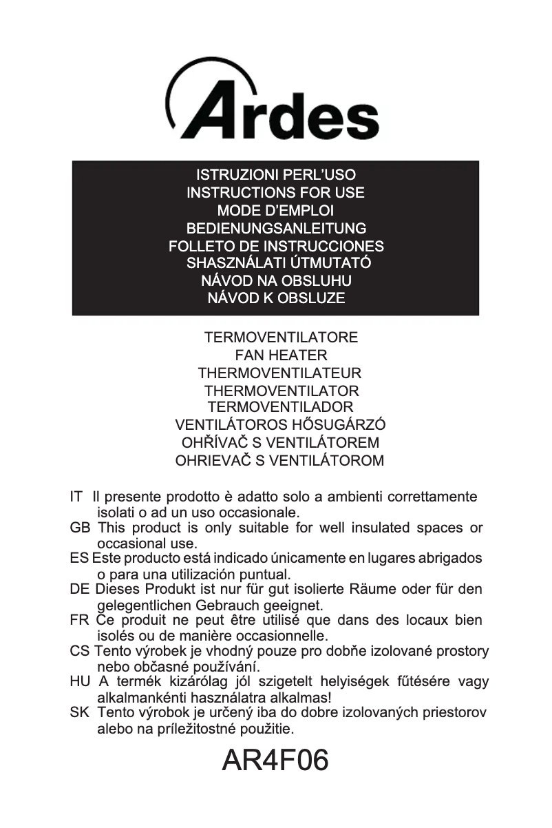 Page 1 of the manual User Manual Ardes AR4F06