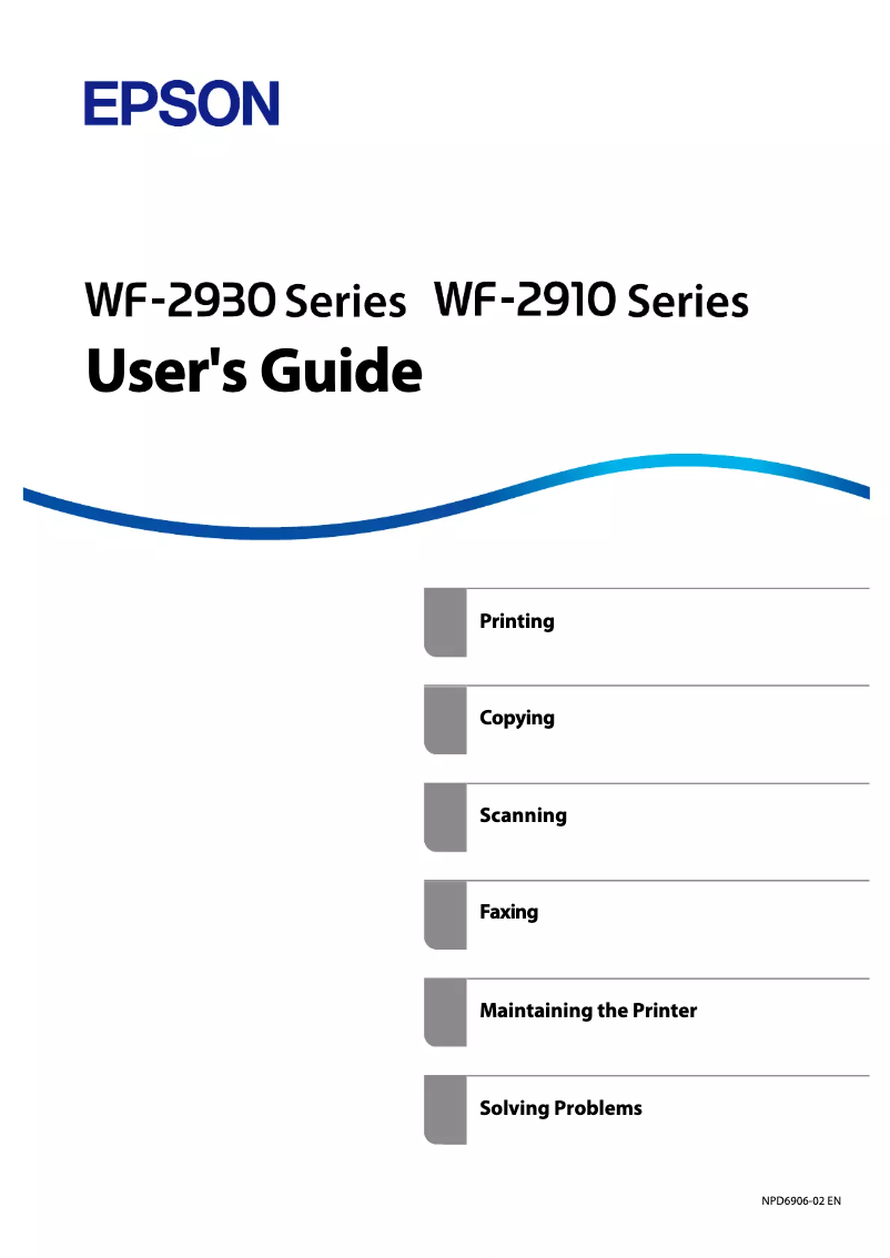 Page 1 de la notice Manuel utilisateur Epson WorkForce WF-2910