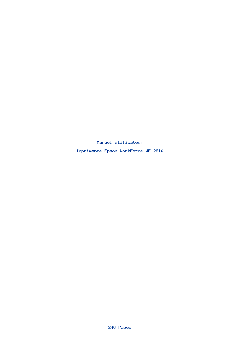 Page 1 de la notice Manuel utilisateur Epson WorkForce WF-2910