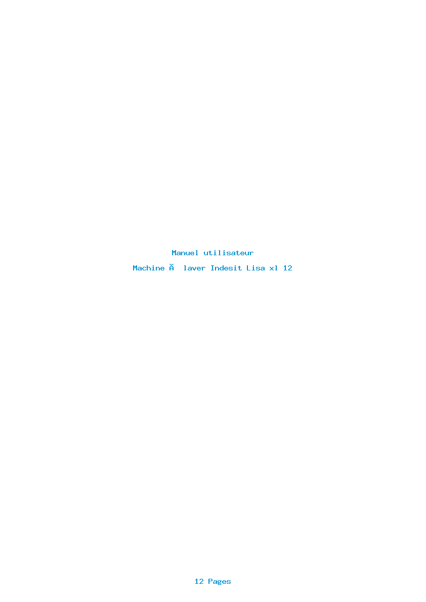 Page 1 de la notice Manuel utilisateur Indesit Lisa xl 12