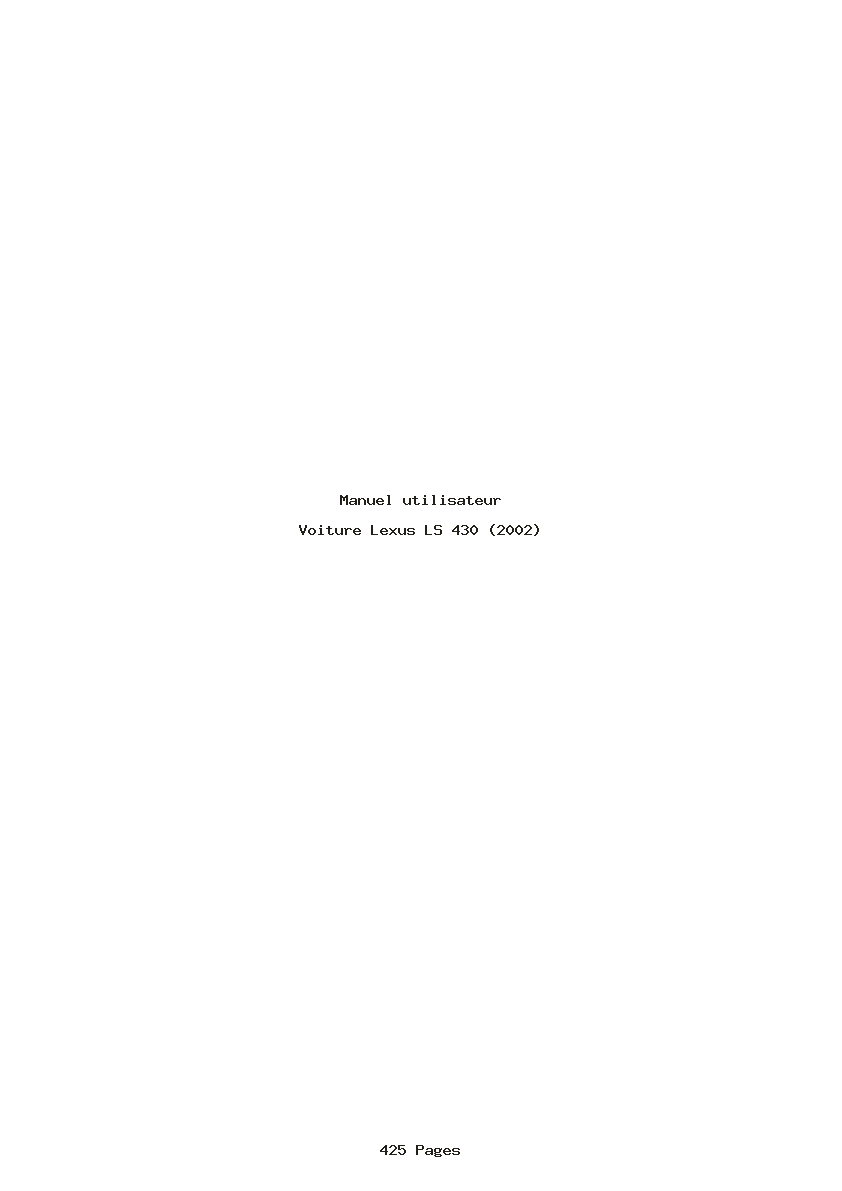 Page 1 de la notice Manuel utilisateur Lexus LS 430 (2002)