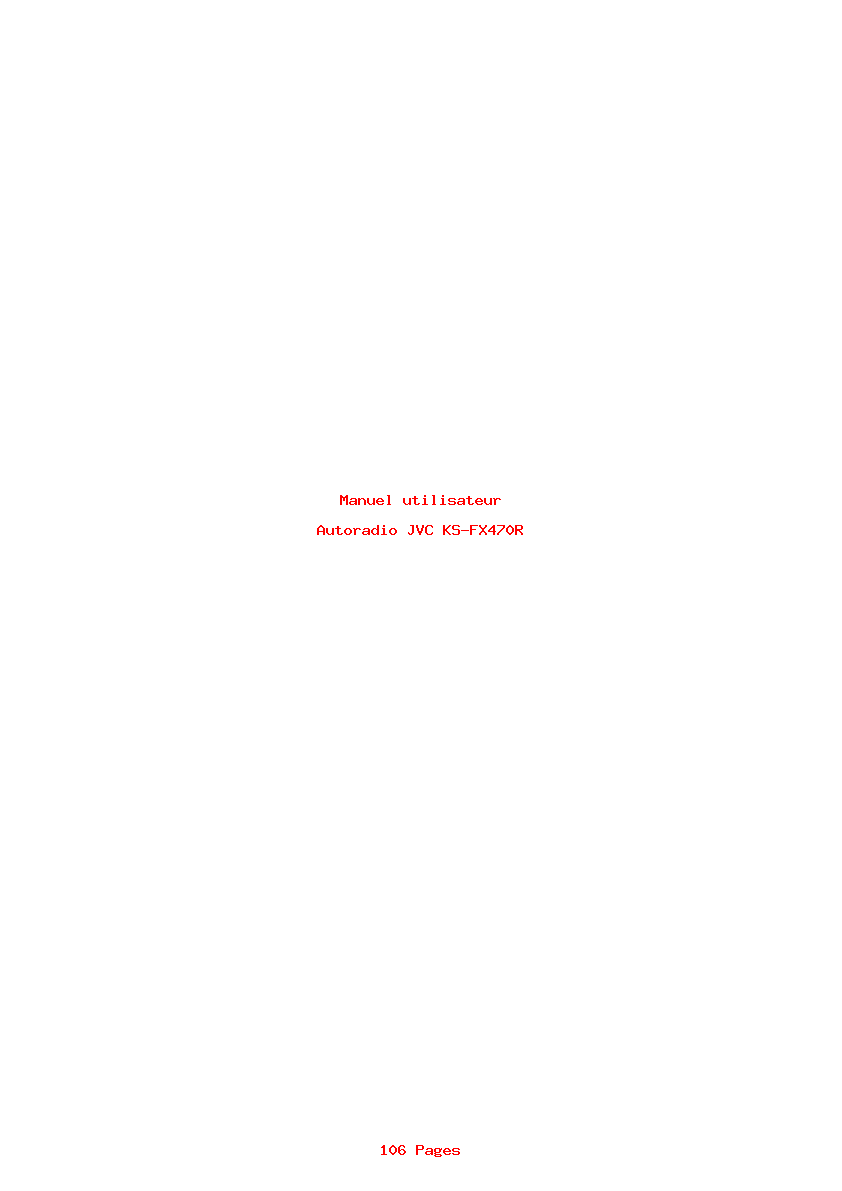 Page 1 de la notice Manuel utilisateur JVC KS-FX470R