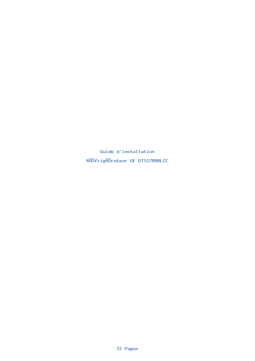 Page 1 de la notice Guide d'installation GE GTS17BBRLCC