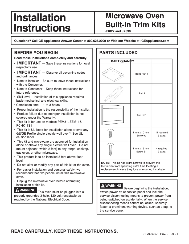 Página 1 del manual Manual de usuario GE JX830BMTS