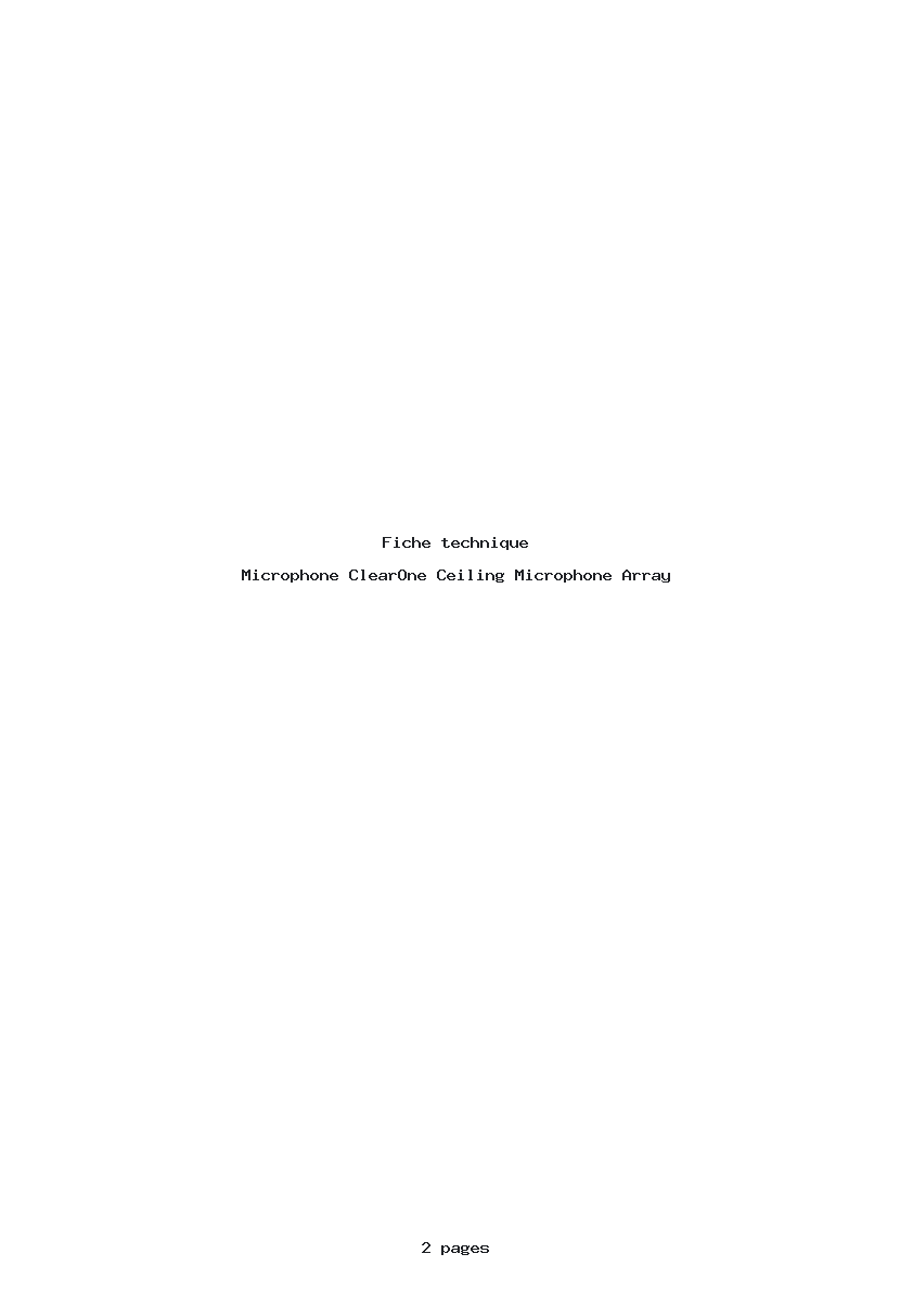 Page 1 de la notice Fiche technique ClearOne Ceiling Microphone Array