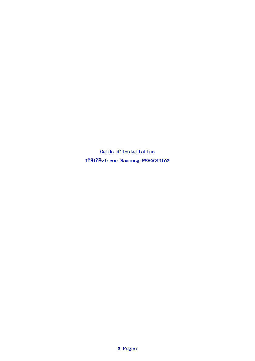 Page 1 de la notice Guide d'installation Samsung PS50C431A2