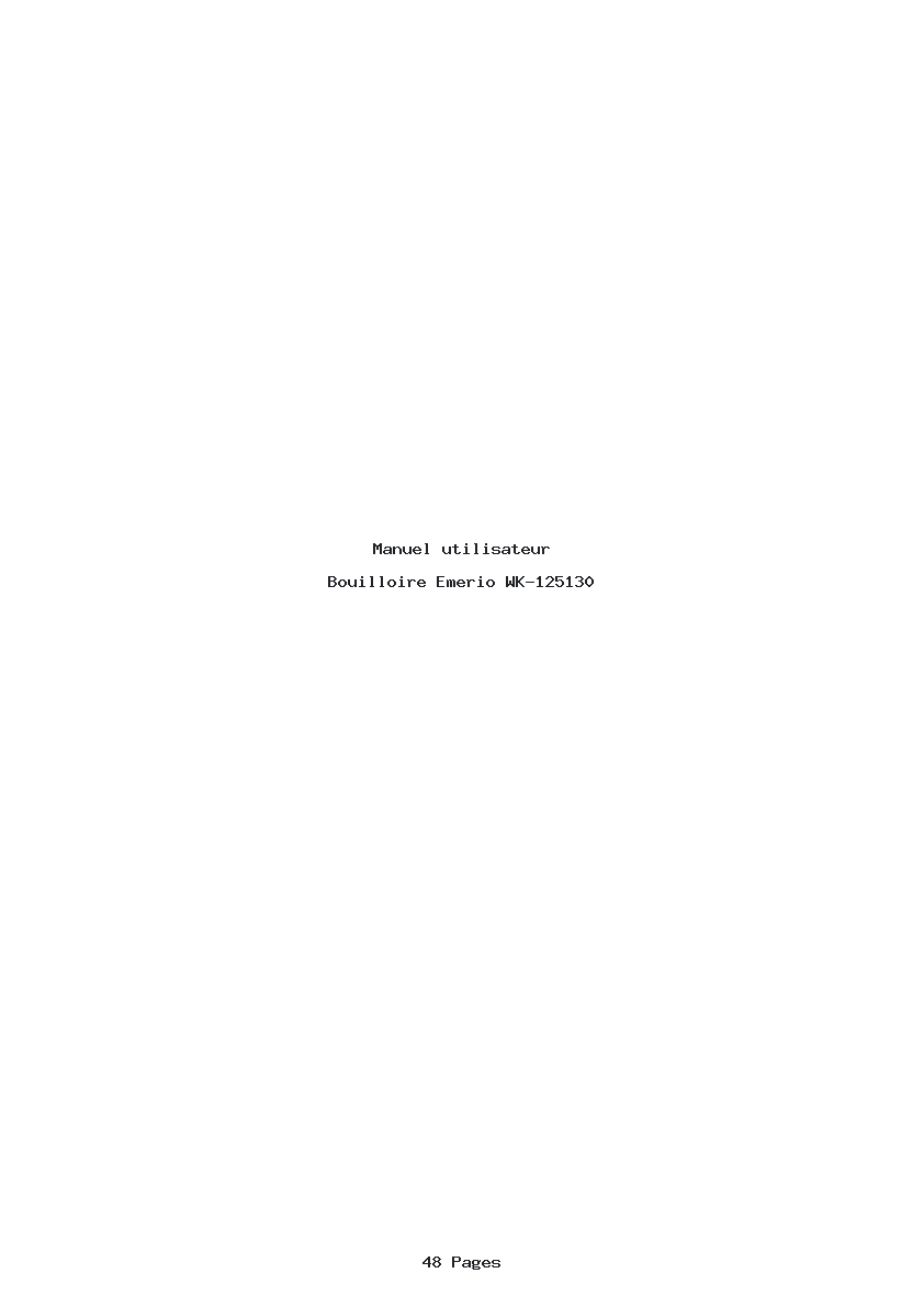Page 1 de la notice Manuel utilisateur Emerio WK-125130