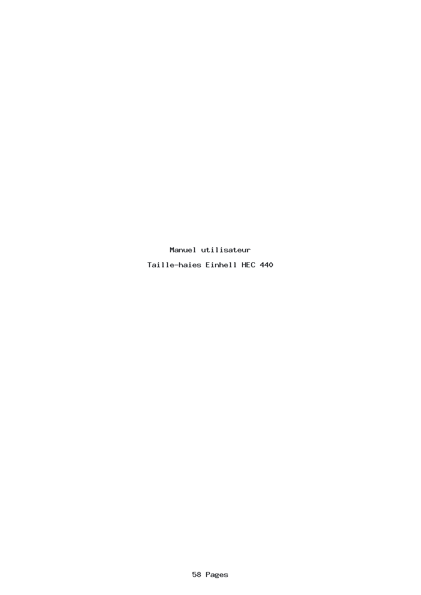 Page 1 de la notice Manuel utilisateur Einhell HEC 440