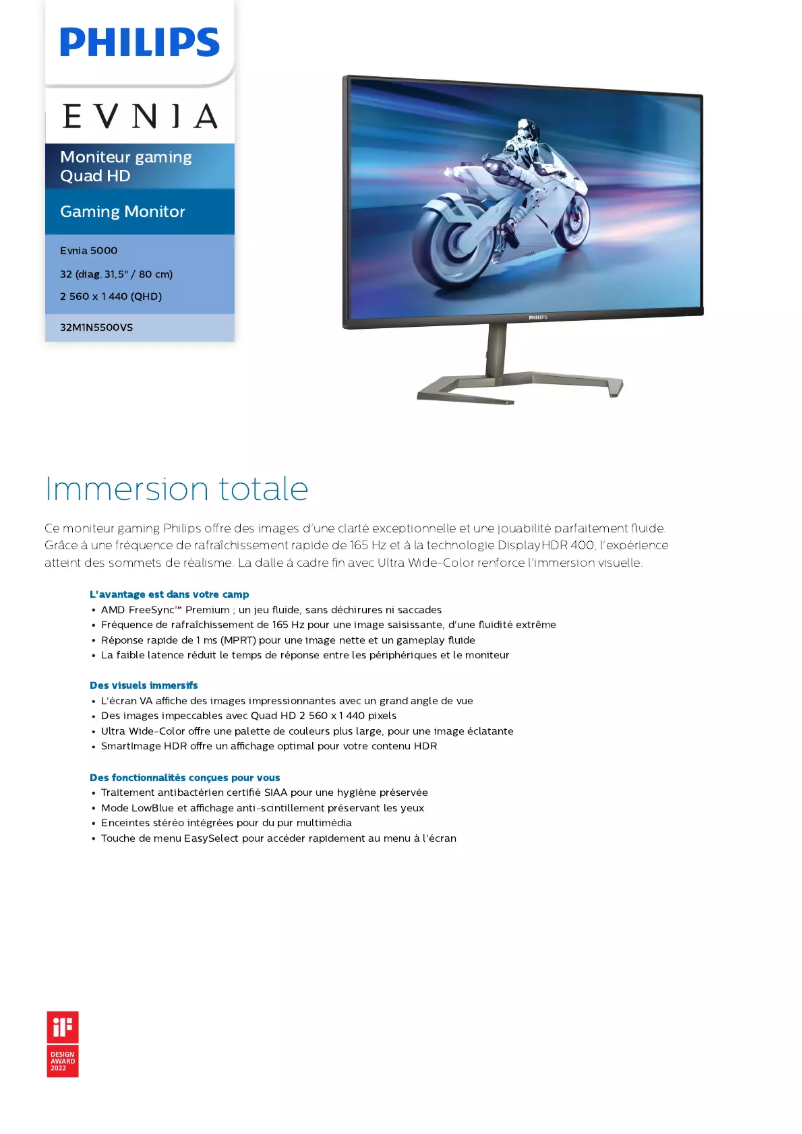 Image de la première page du manuel de l'appareil Evnia 32M1N5500VS