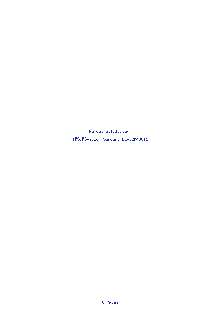 Page 1 de la notice Manuel utilisateur Samsung LE-32A436T1