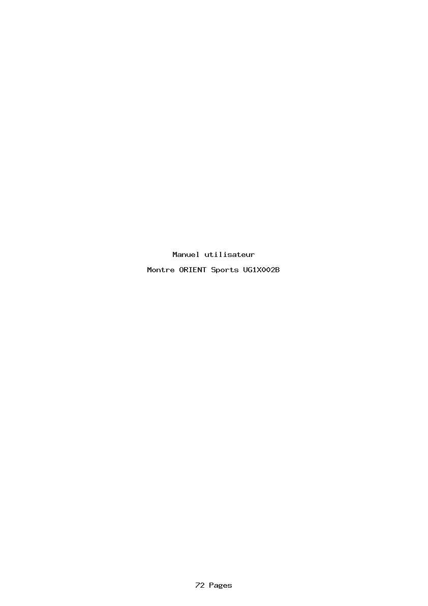 Page 1 de la notice Manuel utilisateur ORIENT Sports UG1X002B