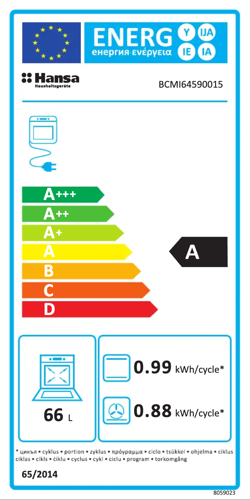 Page 1 de la notice Manuel utilisateur Hansa BCMI64590015